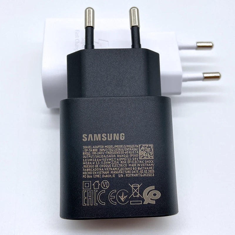 Samsung 25W Super Fast USB Type-C Charger Adapter for Galaxy S24, S23, S20, S21, S22 Plus, A54, A34, Z Flip, and Fold 4, 5, 6