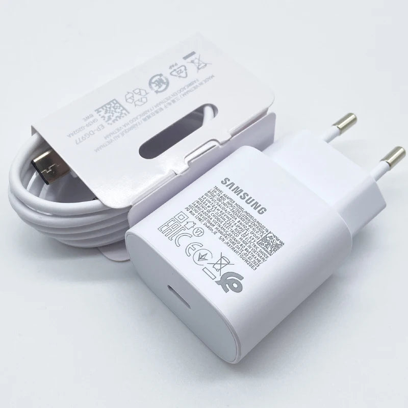 Samsung 25W Super Fast USB Type-C Charger Adapter for Galaxy S24, S23, S20, S21, S22 Plus, A54, A34, Z Flip, and Fold 4, 5, 6